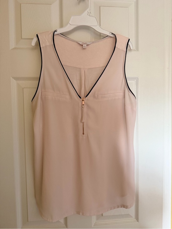 Candie's Tops - Candie's Pink V-Neck Blouse with Black Piping